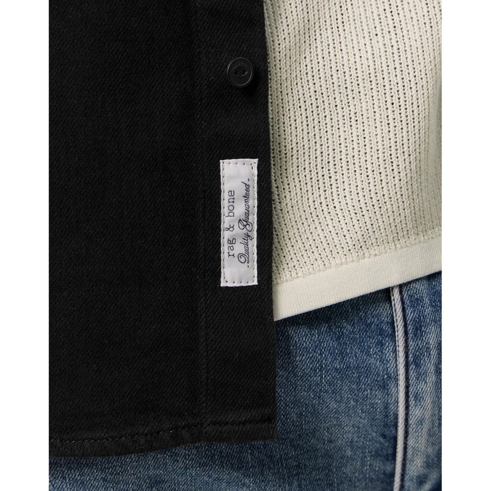 Rag & Bone Mens Black Engineered Long Sleeve Button Down Shirt Jacket New - Picture 3 of 6
